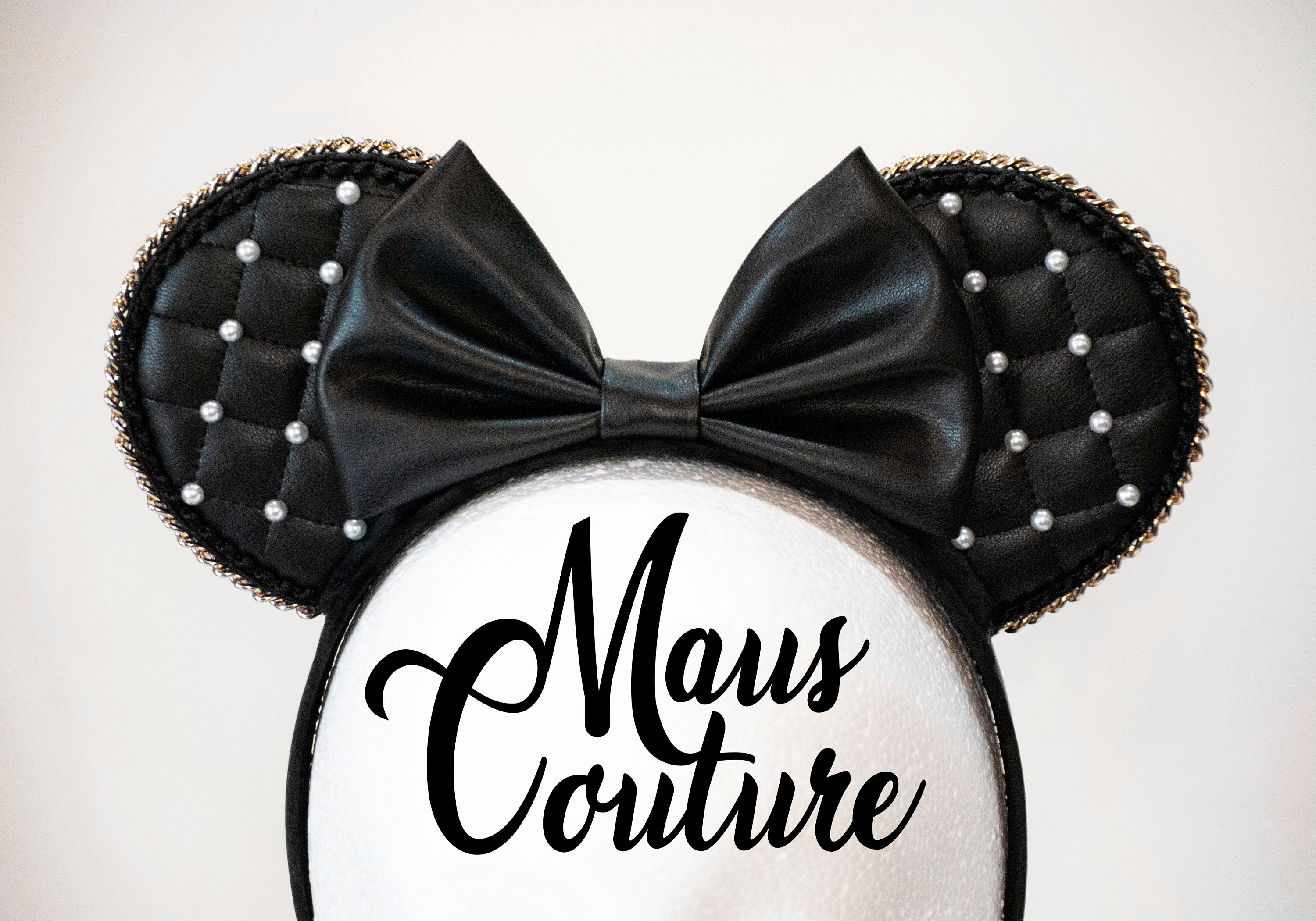 Quilted Leather and Pearl Minnie Ears - Etsy Quilted Leather and Pearl Minnie Ears - Etsy