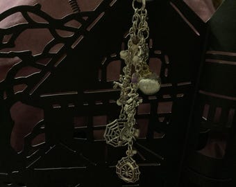 Halloween Keychain:   Spiders, webs, crystal ball