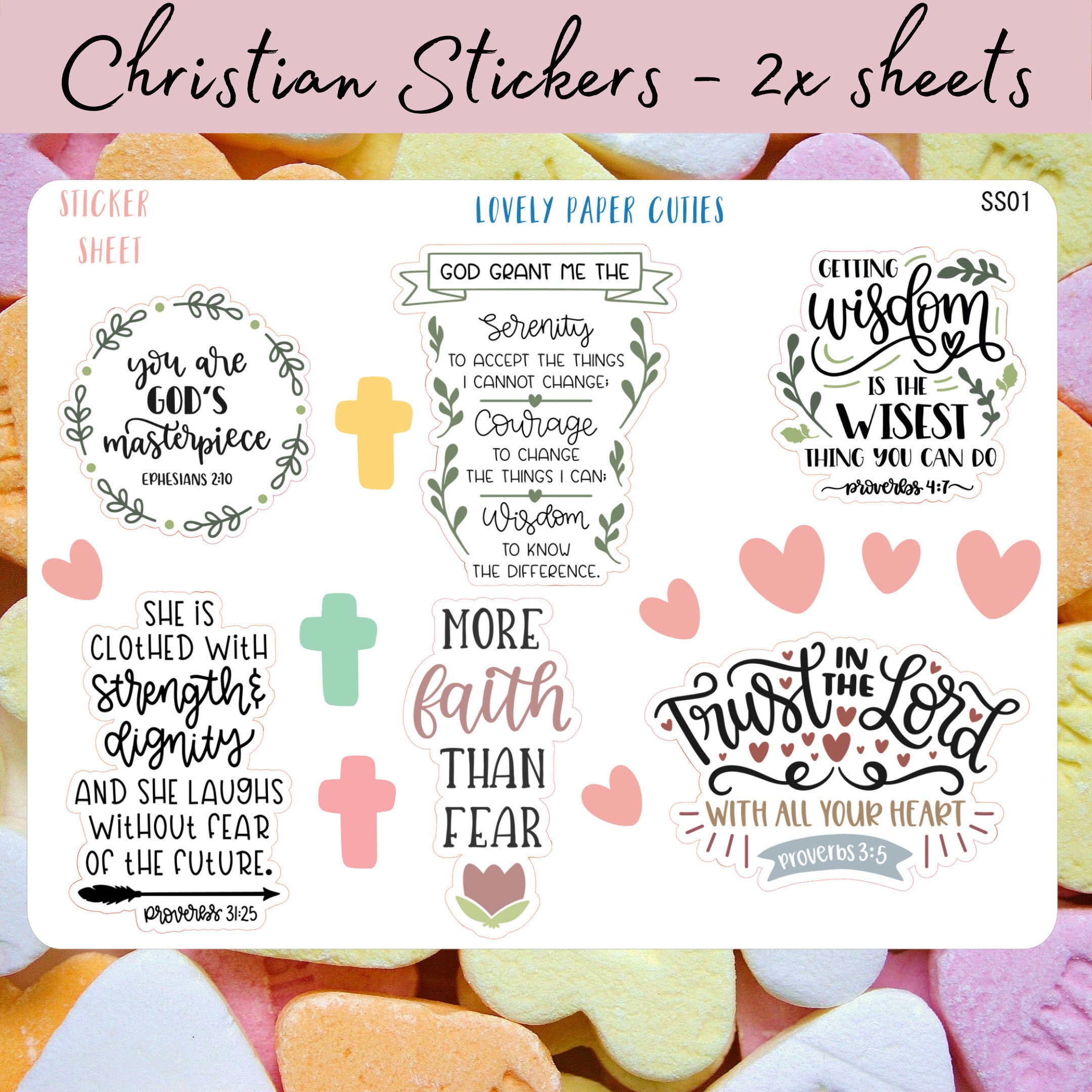 2 Sheet Religious Inspirational Bible Stickers Christian Daily Stickers