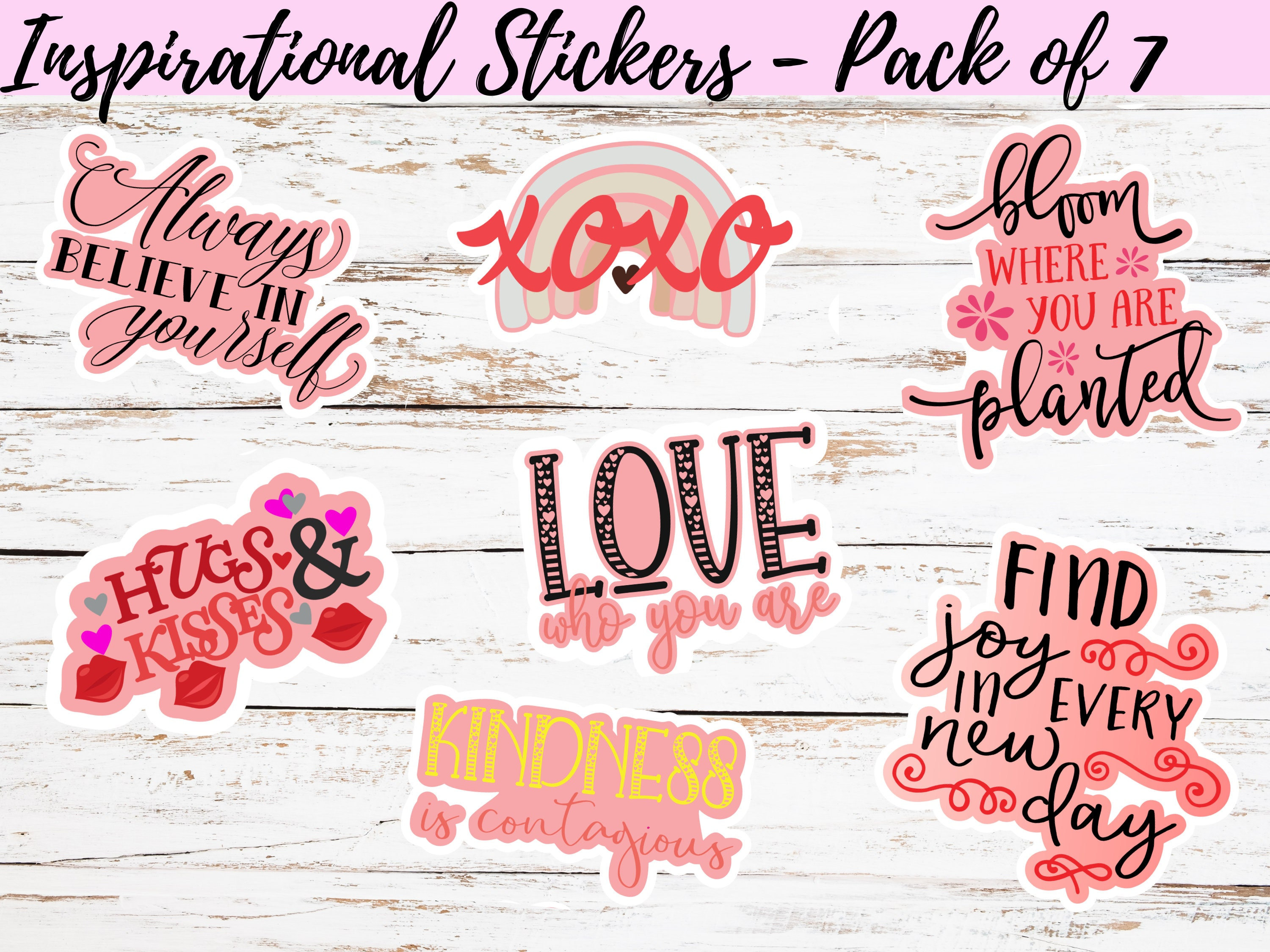Inspirational Sticker Pack. 7 Waterproof Stickers . Planers, Bible  Journaling. Positive Quotes 