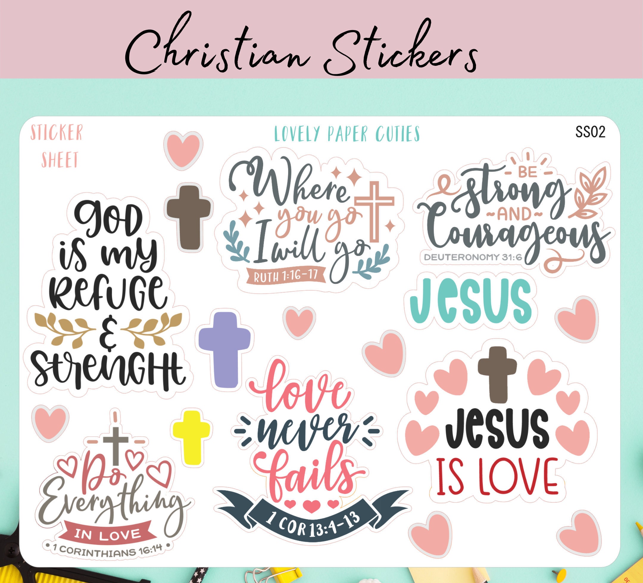 2 Sheet Religious Inspirational Bible Stickers Christian Daily Stickers