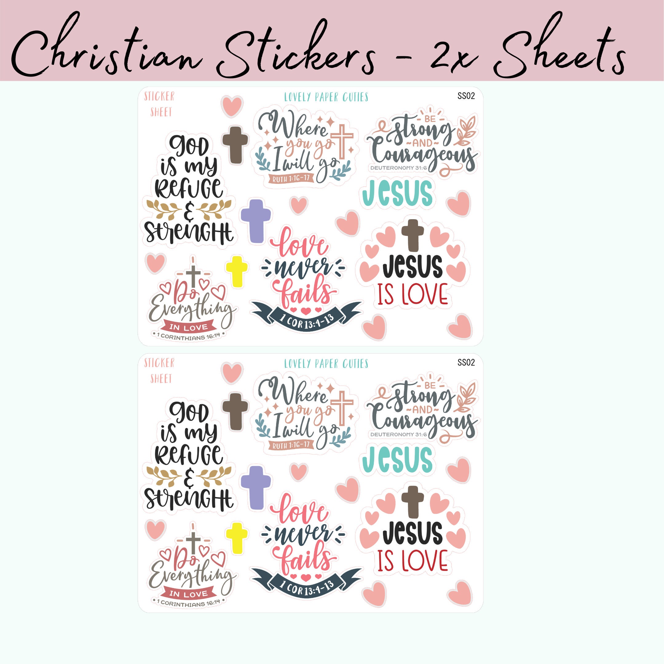 Christian Stickers. 2x Sheets Stickers. Planers Bible Etsy UK