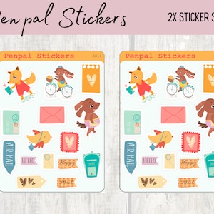 Penpal stickers | Happy Mail Stickers - Pen Pal Letters -Snail Mail decorations -  2x sticker sheets