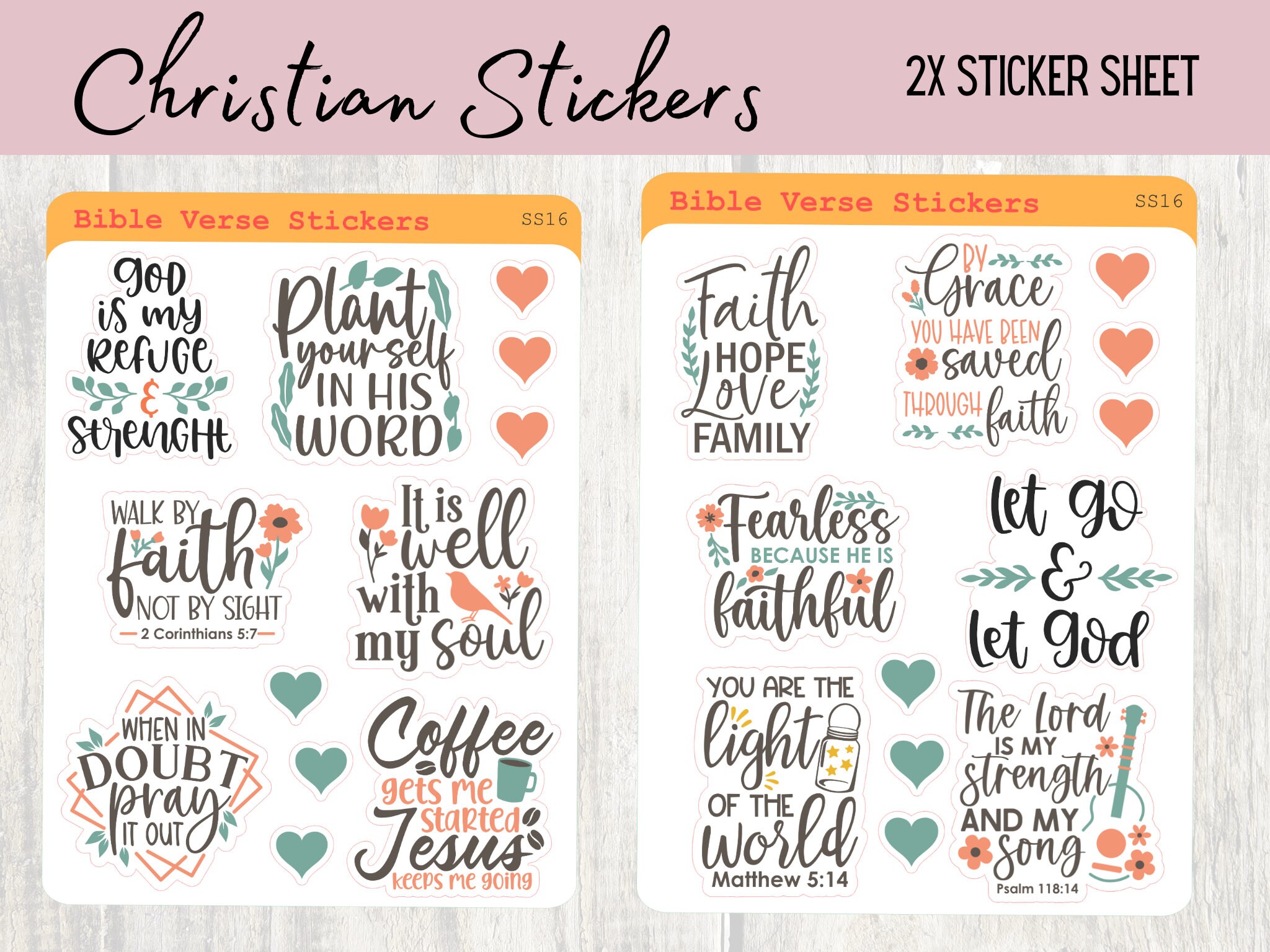 2 Sheets Christian Daily Bible Stickers Religious Inspirational Stickers