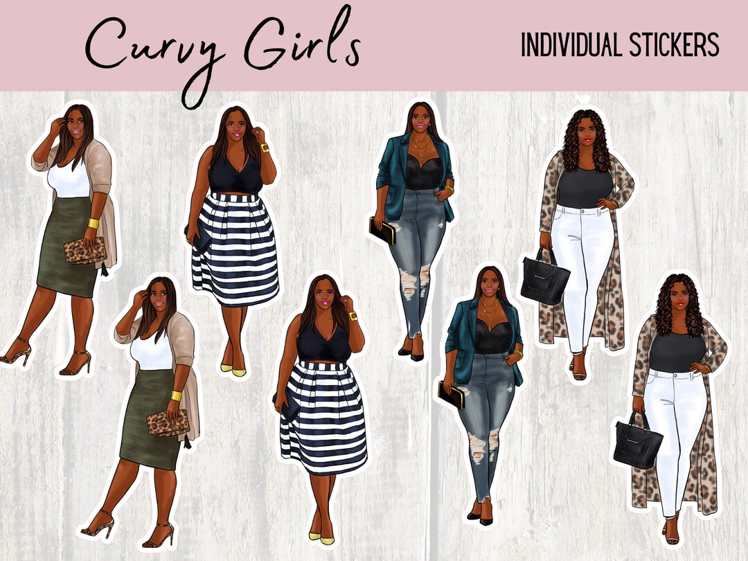 Empowering Curvy Girl Stickers - Fashion Illustration, Planner Stickers ...