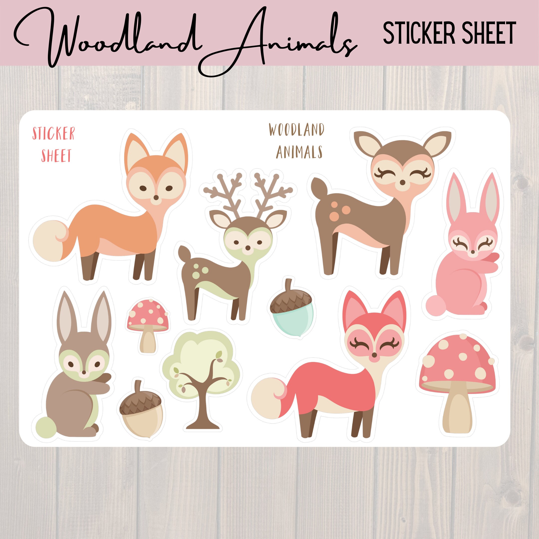 Woodland Animal Sticker Sheet Autumn Animal Stickers. - Etsy