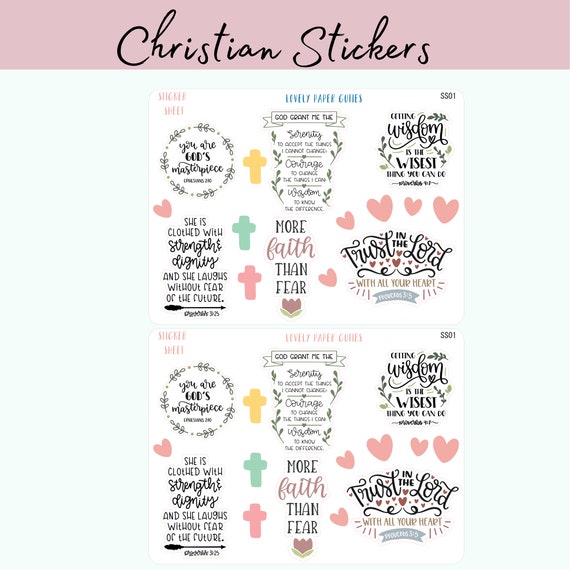 2 X Sticker Sheets Christian Stickers Bible Journal Stickers Bible Study.  Christian Inspiration. Jesus Loves Me Stickers. Praise Jesus -  Sweden