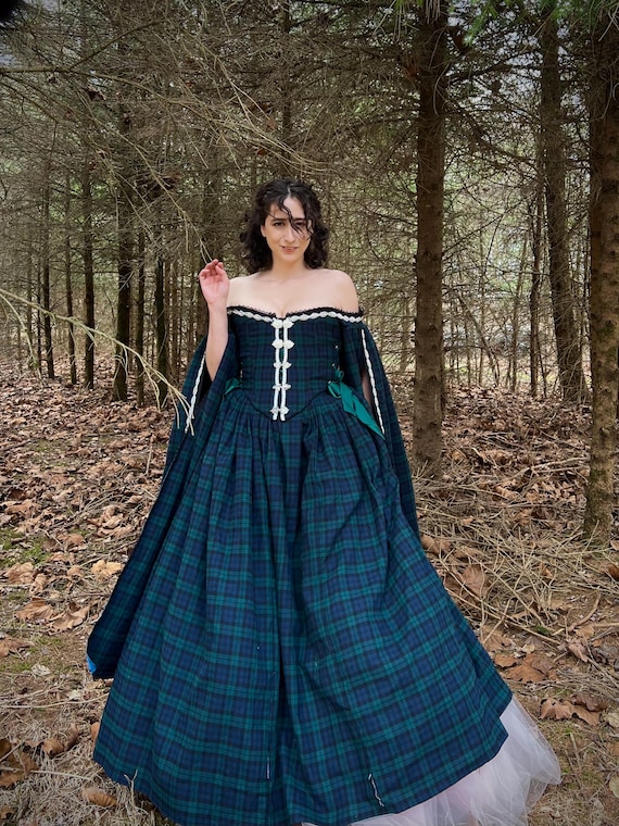 Tartan Renaissance Dress: Boned Bodice & Skirt, Night Watch Plaid - Etsy