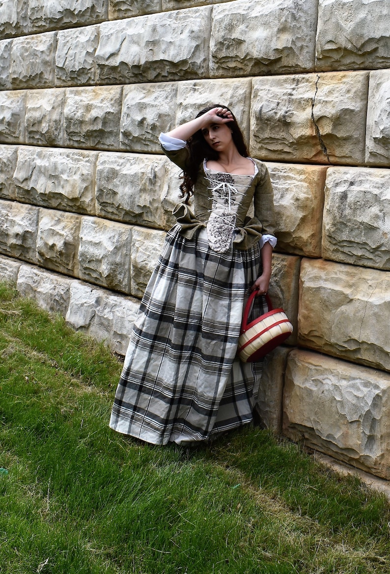 Tartan 18th Century Skirt Plaid Petticoat 1700s Skirt Marie Antoinette Scottish Historical Skirt Renaissance Costume SKIRT ONLY image 3