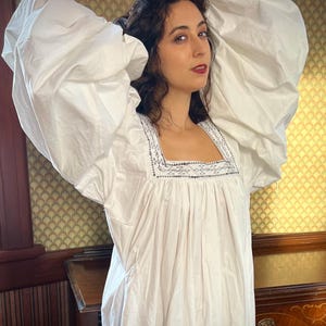Tudor Chamise; Cotton or Linen Shift; Renaissance Slip; Black Work Embroidered Chemise