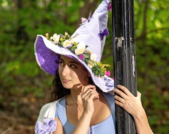 Witches Hat; Purple Witches Hat; Butterfly Witch Hat; Flower Witch Hat; Gingham Witch Hat; Halloween Hat