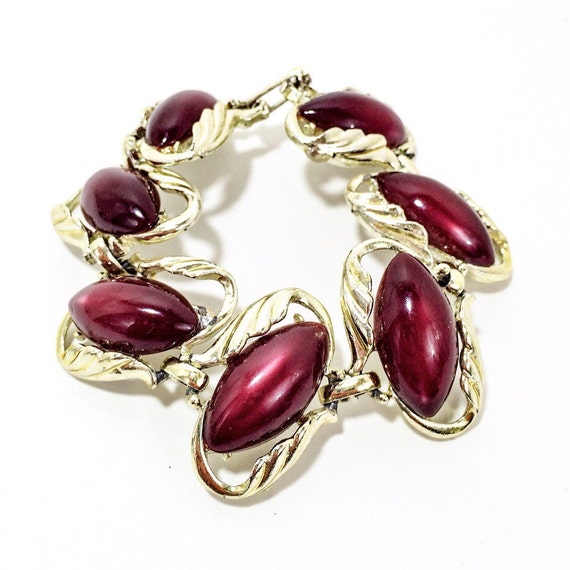 Vintage Dark Red Oval, LucitI Moonglow. thermoset… - image 1