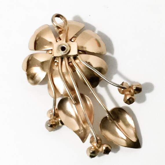 Vintage Unsigned Gold Tone Floral Flower Pin/ Brooch