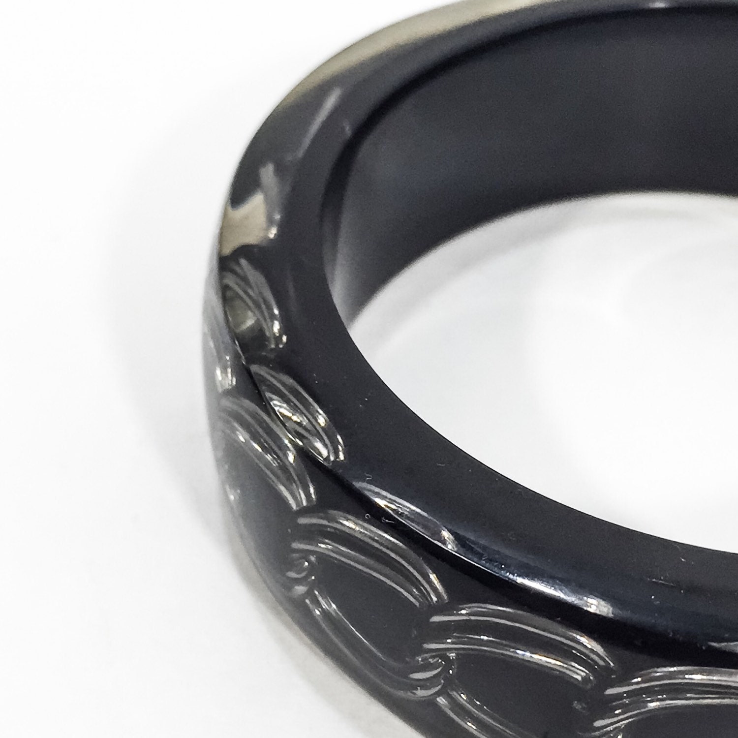 Vintage Clear Lucite and Chain Bangle Black Back. Thermoplastic Resin ...