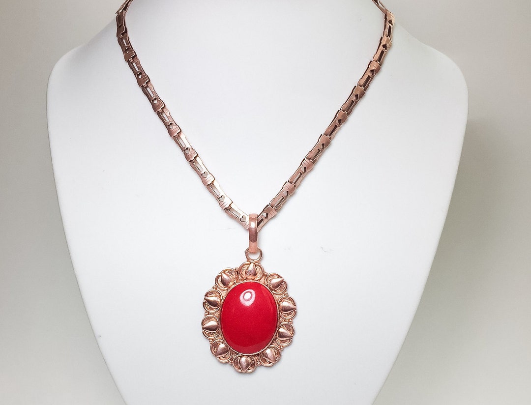 ネックレス・ペンダント VETROFUSO 'C' necklace Vintage Art Deco Copper Chain & Pendant Necklace Oval Czech