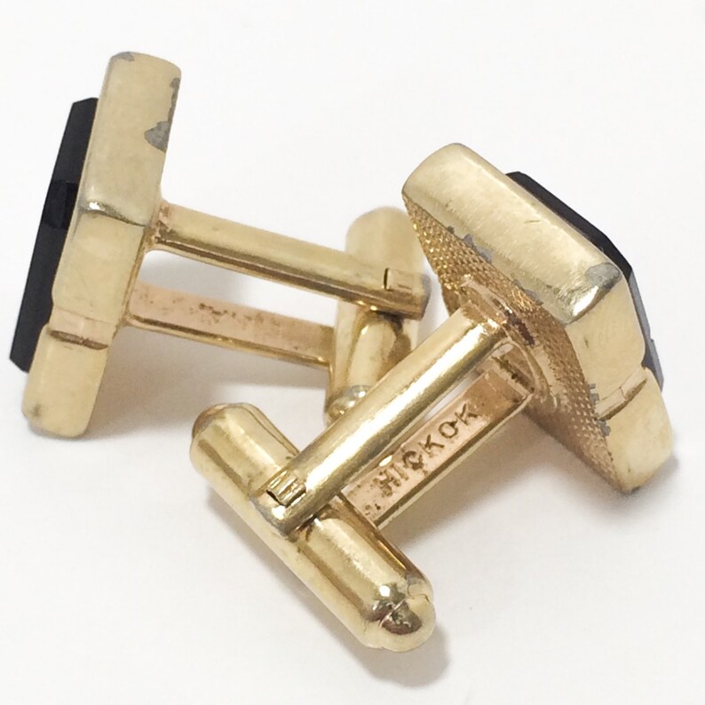 Vintage HICKOK Cufflinks. Intaglios Black Onyx Gild Plated. Etsy