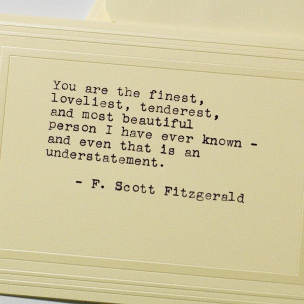 Typewritten Note Card, Frameable, 3.5 x 5, F. Scott Fitzgerald quote, poetry, Ivory, Card, Typewriter Quotes, poem, print, break up quote