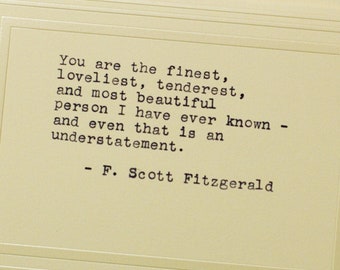 Typewritten Note Card, Frameable, 3.5 x 5, F. Scott Fitzgerald quote, poetry, Ivory, Card, Typewriter Quotes, poem, print, break up quote