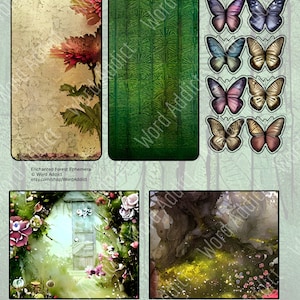 Enchanted Forest Digital Junk Journal Scrapbook Pages, Whimsical, Ephemera, Pockets, Tags, Digital Download, Creative, Tabs, Stickers image 3