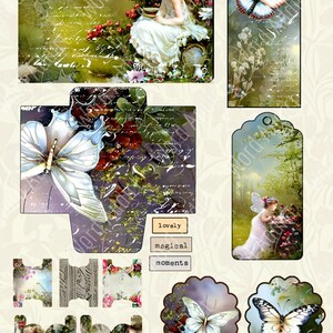 Enchanted Forest Digital Junk Journal Scrapbook Pages, Whimsical, Ephemera, Pockets, Tags, Digital Download, Creative, Tabs, Stickers image 4