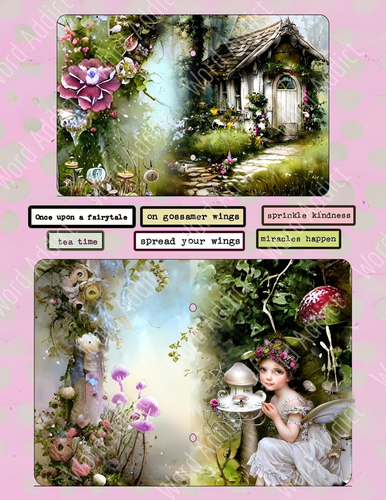 Enchanted Forest Digital Junk Journal Scrapbook Pages, Whimsical, Ephemera, Pockets, Tags, Digital Download, Creative, Tabs, Stickers image 9