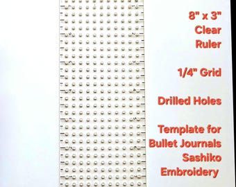 Goldilocks Grid Ruler for A5 Journals | 1/4" Hole Grid Stencil | Bullet Journal Tool | Junk Journal Ruler | Bookbinding & Stitching Guide