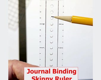 Skinny Bookbinding Ruler | 1" x 9" Acrylic Spine Punch Guide | Center + Standard Ruler for Junk Journals & Signatures