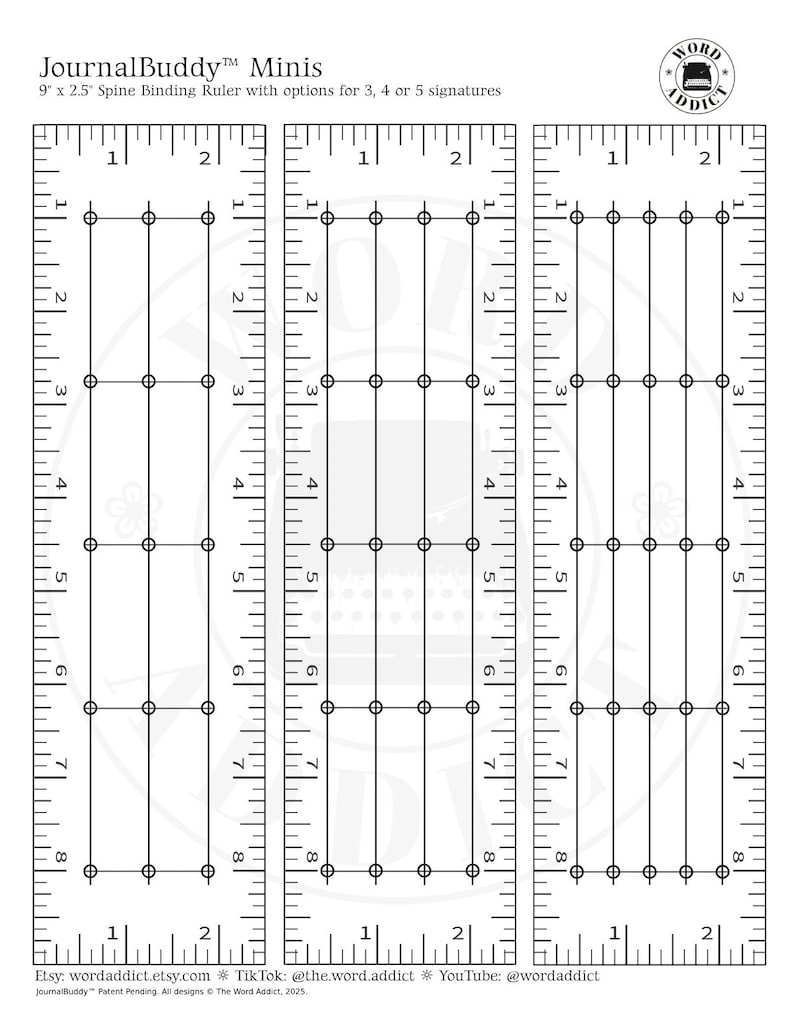 Junk Journal Spine Template Kit: 6 & 9 Inch Rulers (digital Download ...