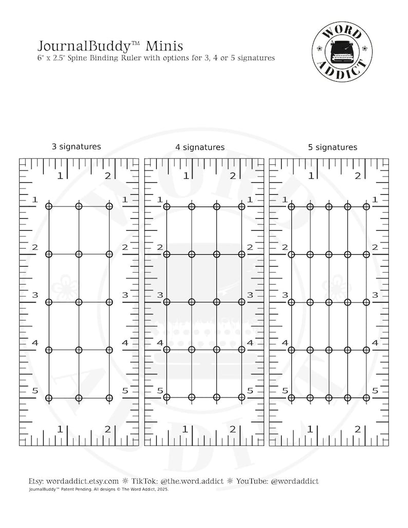 Junk Journal Spine Template Kit: 6 & 9 Inch Rulers (digital Download ...