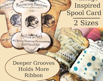 Vintage Spool Cards Printable | Ribbon & Floss Holder (Digital Download)