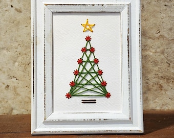 Printable Christmas Tree Embroidery Pattern | Stitchable Holiday Card & Frame Design | Resizable PNG