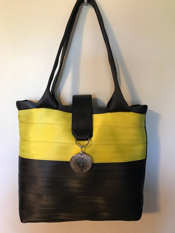 Seatbelt purse seat belt handbag with flap yellow and Etsy