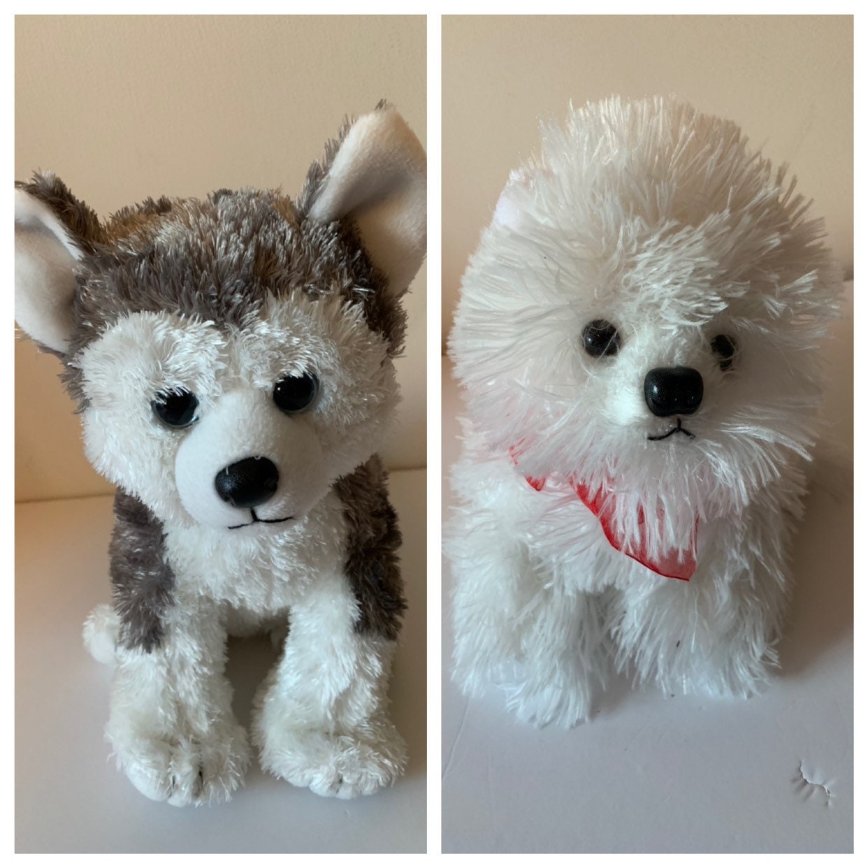 white fluffy dog stuffed animal
