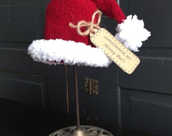 Knit Santa Stocking Hat for Baby, Toddler, or Child