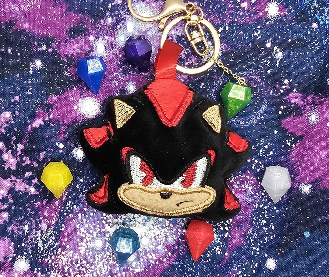 Shadow the Hedgehog Plush Keychain Sonic Charm Handmade Gamer Gift ...