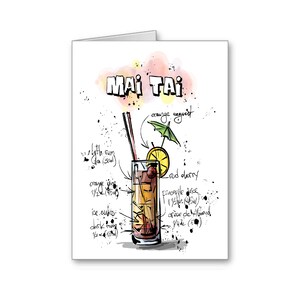 21e verjaardagskaart | Mai Tai-kaart | Uitnodiging voor de partij | Drankrecept | Cocktail party | Girls Night Out | Happy Hour | Stuur positieve gedachten