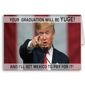 Biglietto di laurea Trump, biglietto di laurea divertente, classe del 2021, anti Trump, Donald Trump, ama Trump, politica, invia pensieri positivi