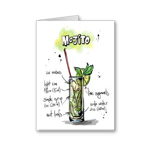 21e verjaardagskaart | Mojito-kaart | Drankreceptkaart | Uitnodiging voor de partij | Barman | Alcohol | Cocktail party | Stuur positieve gedachten