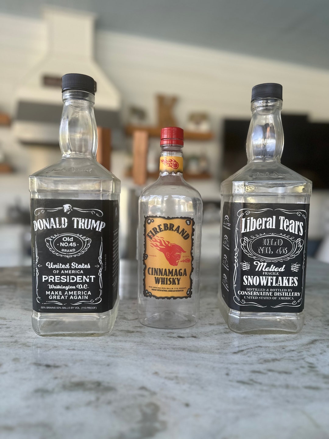 3 Pack Trump Liquor Labels Fireball Jack Daniels Liberal Etsy