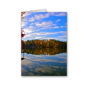 Smith Mountain Lake VA, Punto di riferimento di Roanoke, Invito, Biglietto di ringraziamento, Vista Scenica, Riflessione, Foglie di Autunno, Invia Pensieri Positivi