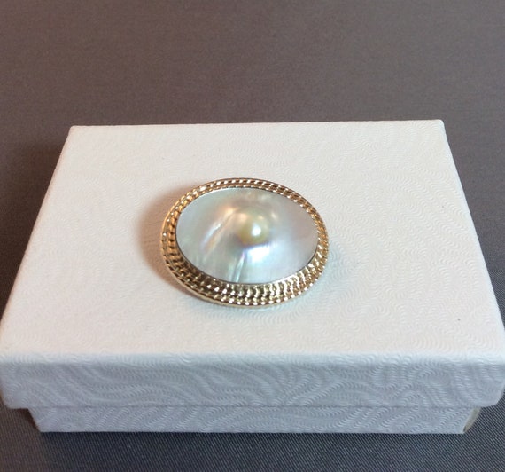 Sterling silver and 14kt gold blister pearl pin b… - image 5