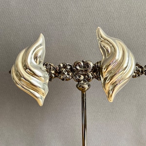 Large vintage clip sterling silver earrings