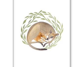 Wallaby Family | A4 Art Print
