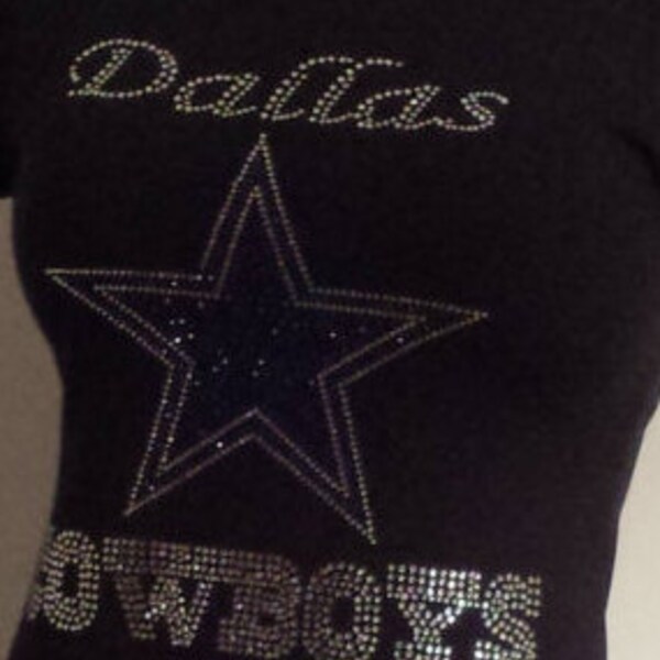 Dallas Cowboys Strass Bling Shine vrouw ingerichte Tee T Shirt met lange mouwen