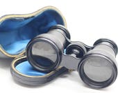 Vintage Binoculars LEMAIRE FABT PARIS Antique Opera Glasses in original case with blue velvety inside