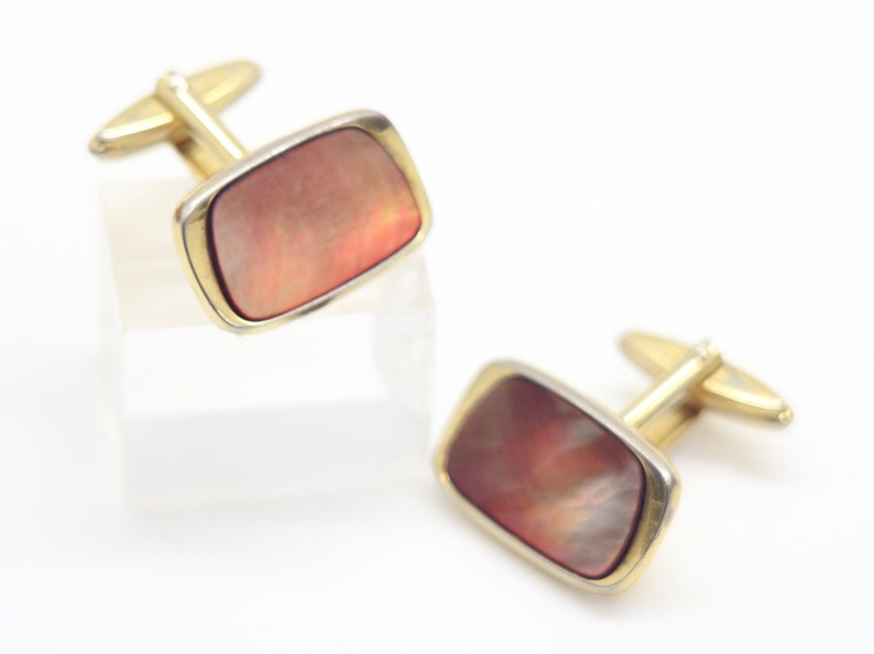 Vintage Mens Cufflinks Gold Tone Elegant Mother Of Pearl 1970s Retro Mens Jewelry Wedding Stylish Gift for Him Man Men Fathers Day Groom