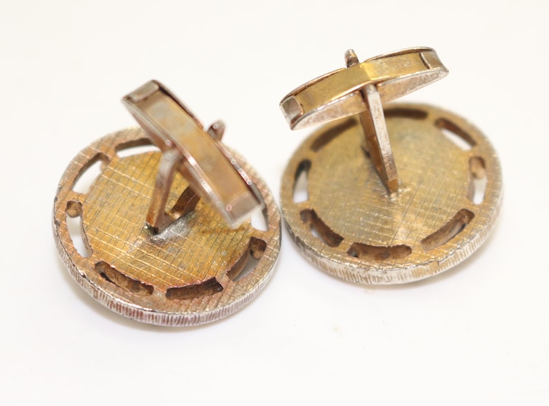 Vintage Mens Cufflinks Black Horse Gold Tone Round 1970s Gents Jewelry Equestrian Animal Stylish Father/'s Day gift Wedding for Men Him Groom