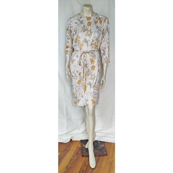 Vintage 1970s MISS BESSI Dress Floral Print Chemise Avarardo Bessi Cotton Jersey