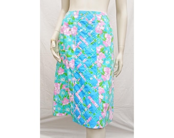 Jupe LILLY PULITZER vintage des années 1970 à imprimé floral avec panneau en treillis