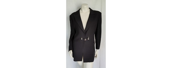 Claude Montana, Vintage 1980s CLAUDE MONTANA Jacket Black Wool Blazer with Buckle Closure